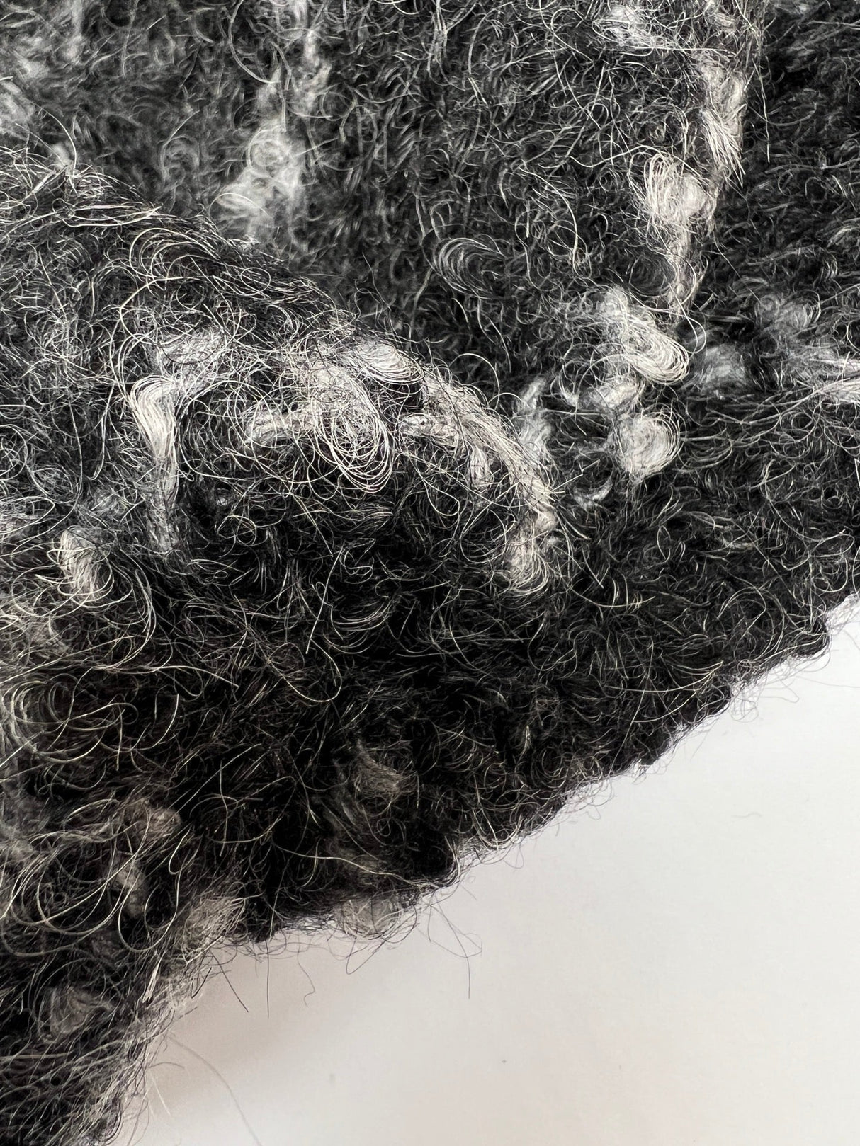 Virgin Wool Blend Bouclé Tweed Checked Gray