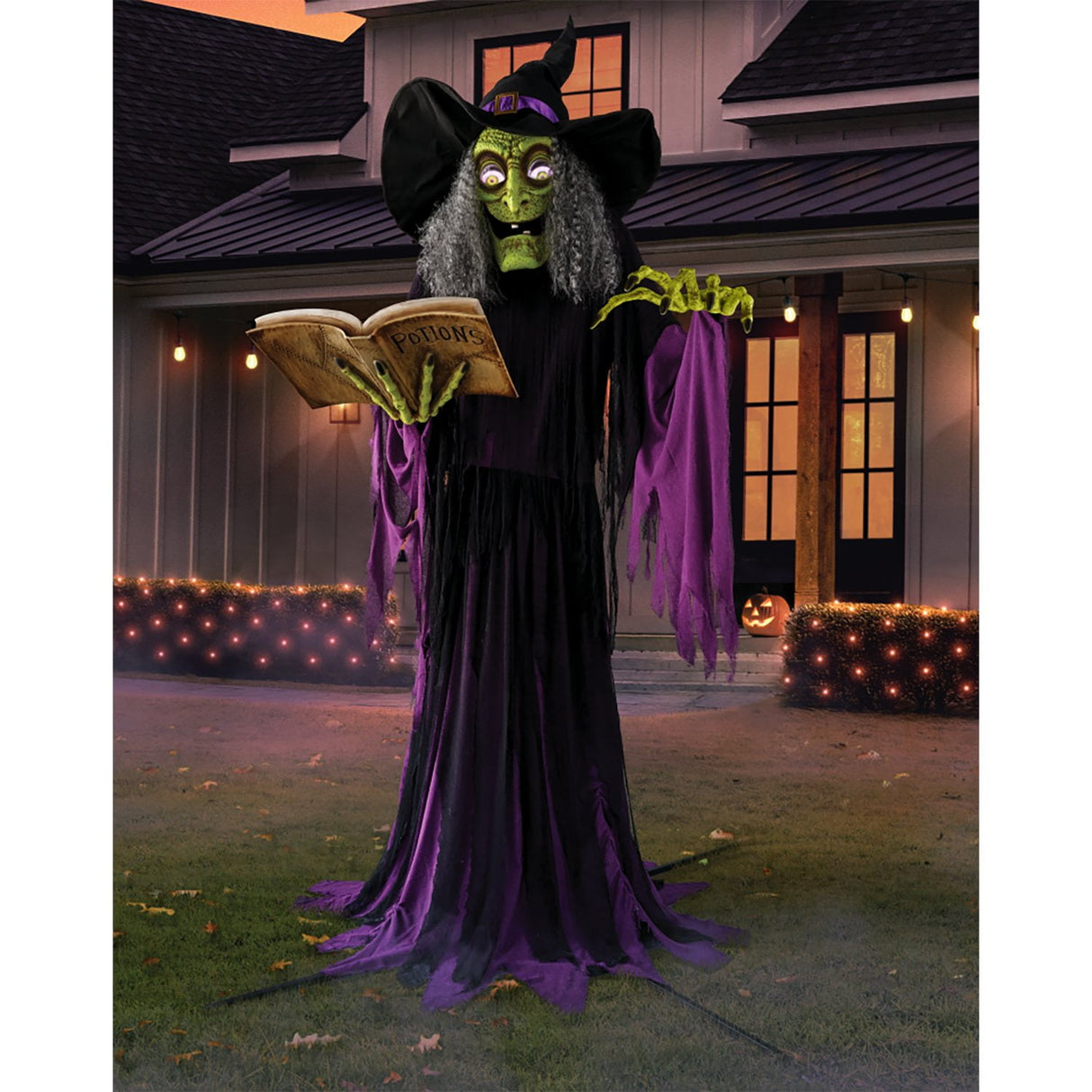 9 Foot Pre Lit Animated Spell Casting Witch Halloween Decoration