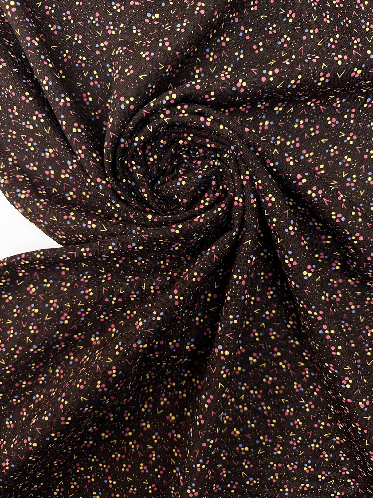 Printed Wool Fabric Brown Geometric