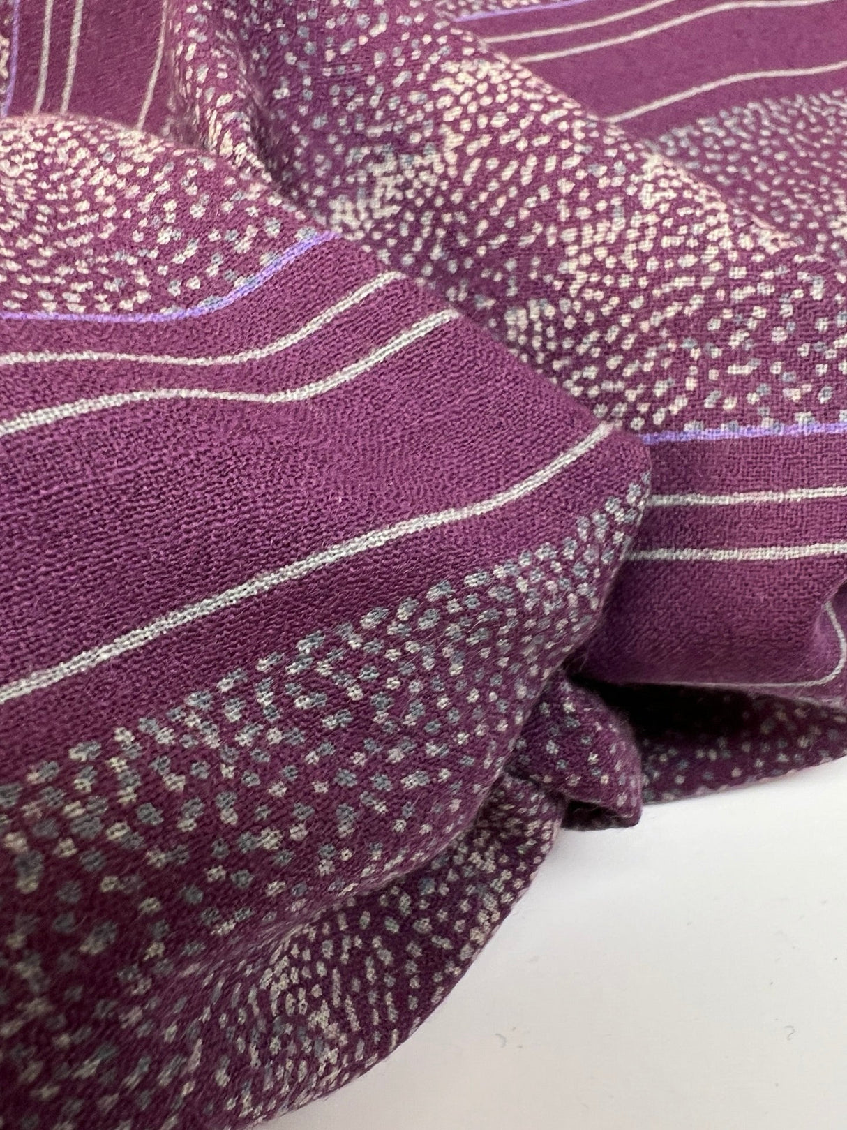 Wool Printed Purple Beige Fabric