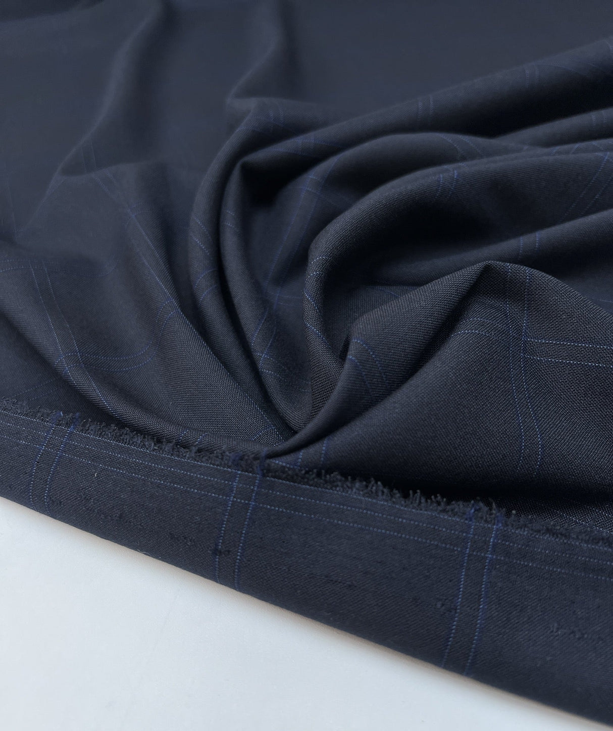 Polyester Elastane Checked Blue Suit Fabric