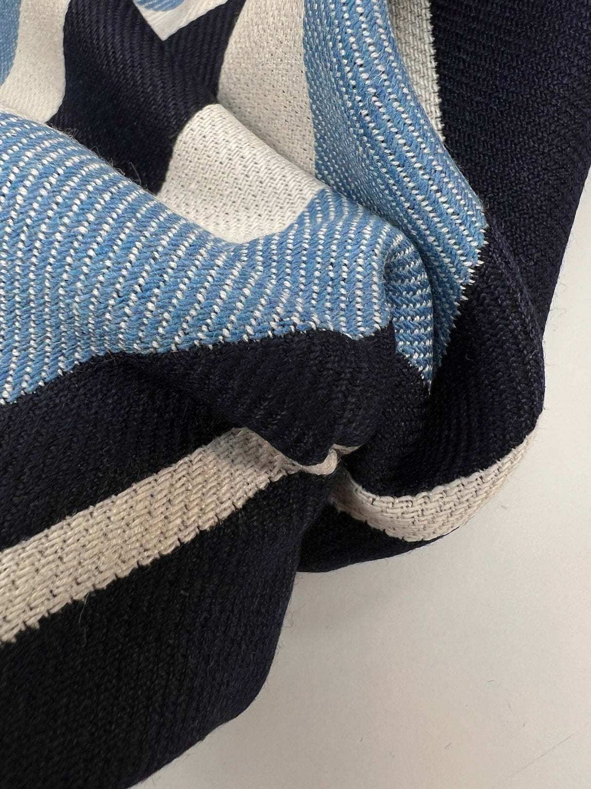 Polyester Blend Twill Striped Blue White