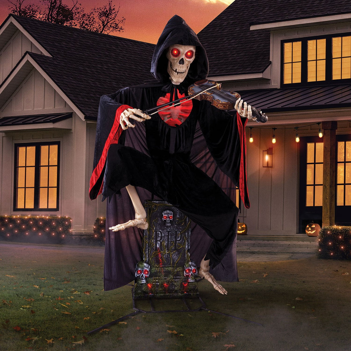 9 Foot Pre Lit Animated Graveyard Violinist Halloween Decoration