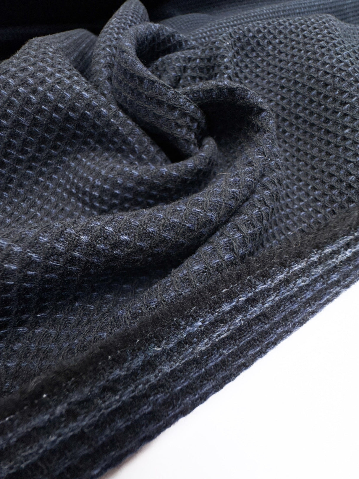 Wool Cotton Fabric Blue Black