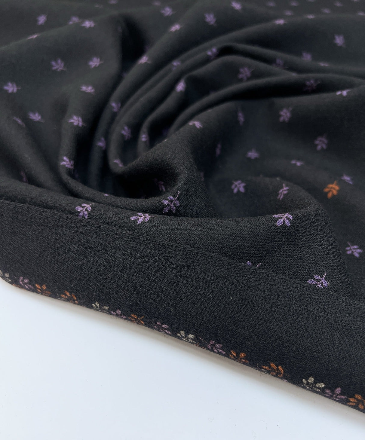 Printed Wool Fabric Purple Black
