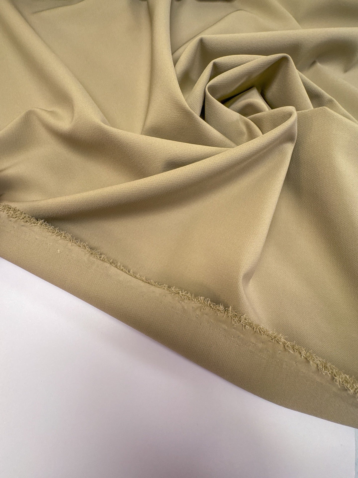 Beige Polyester Elastane Crepe