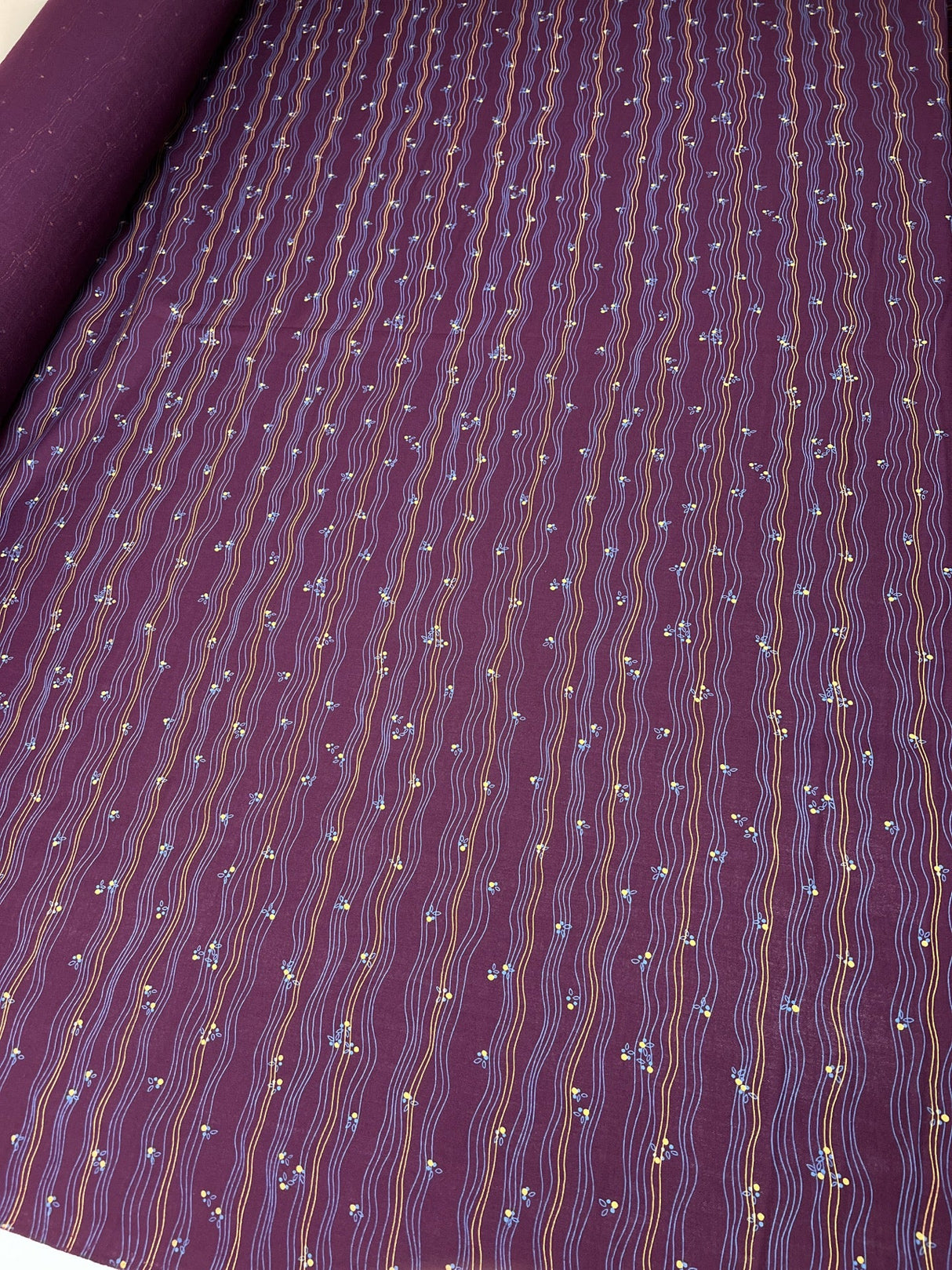 Virgin Wool Striped Fabric Purple Blue