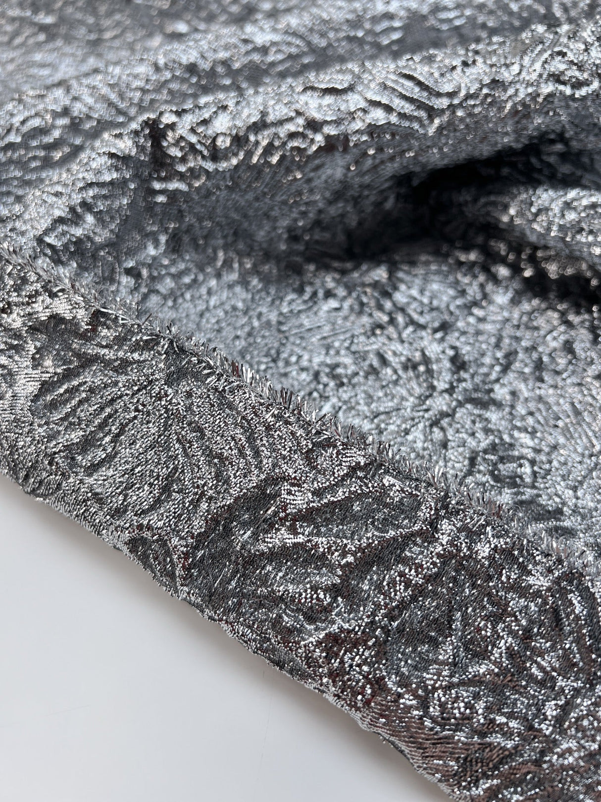 Silk Jacquard Lurex Fabric Silver