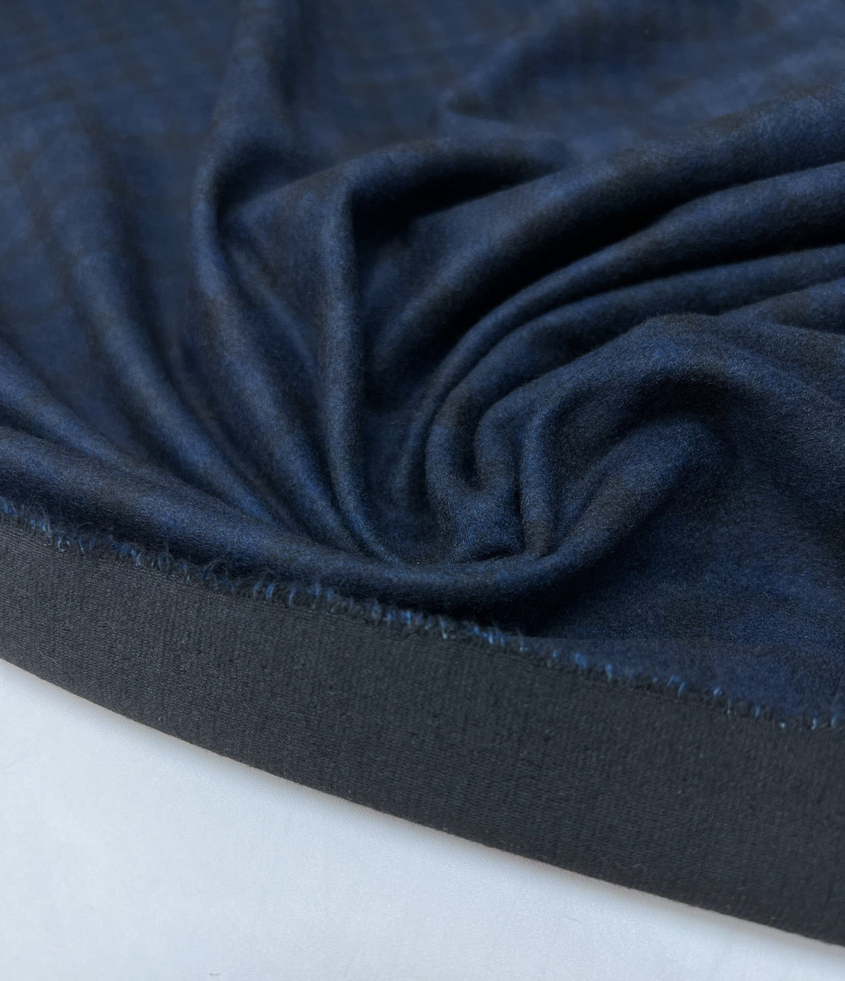 Knitted Fabric Blue Black Checked Italian Stretch