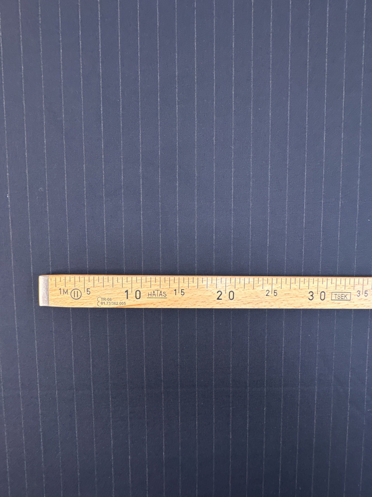 Wool Polyester Striped Suiting Fabric Gray-Blue