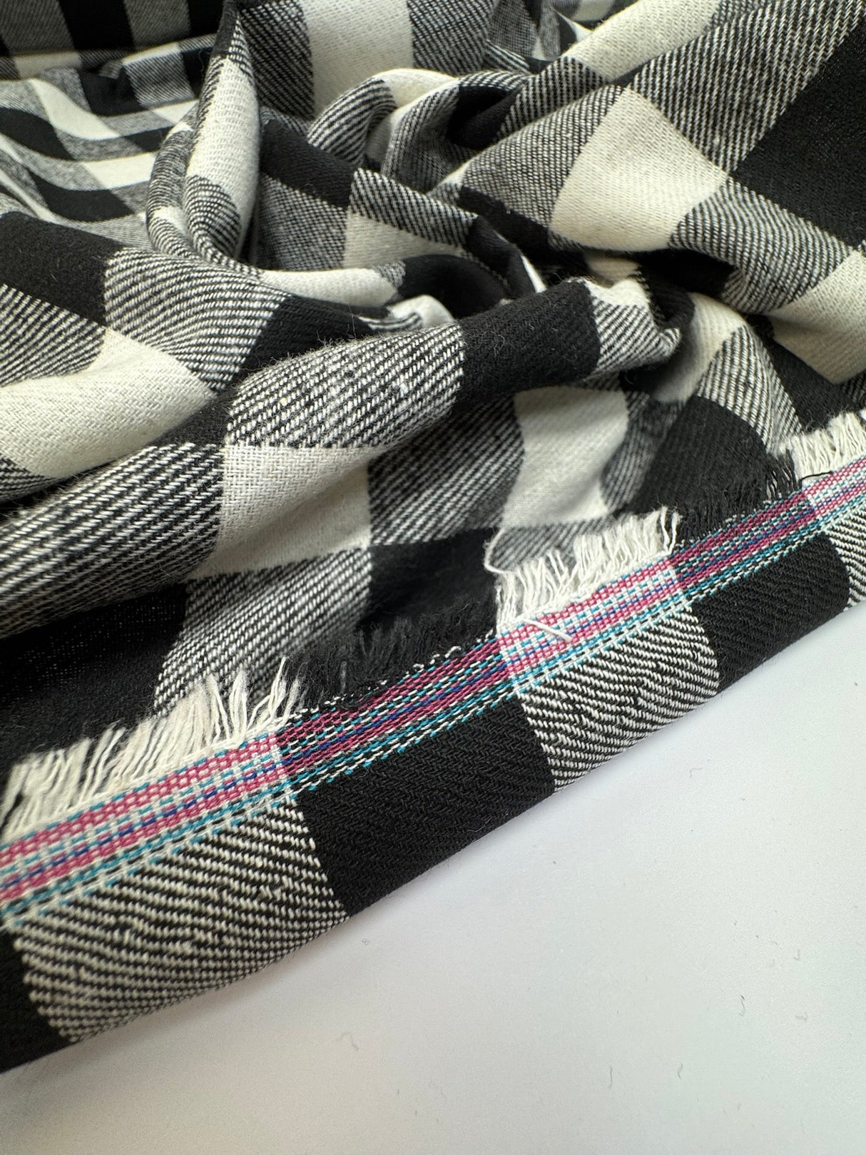 Cotton Flannel Checked Black White