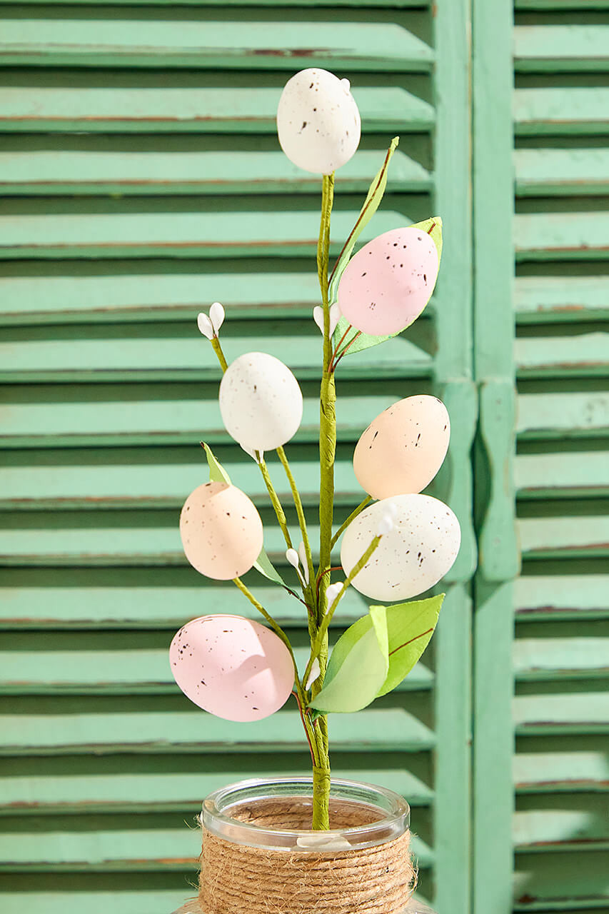16" Egg Branch Spray – Pastel Easter Decorative Stem