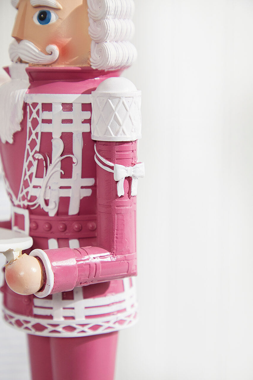 20"H Nutcracker with Tray - Pink & White