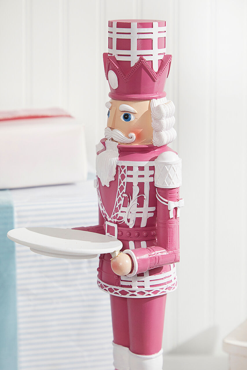 20"H Nutcracker with Tray - Pink & White