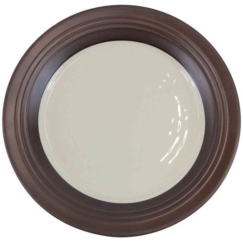 Elite Global Solutions D897GM Durango 9" Antique White & Chocolate Round Two-Tone Melamine Plate - Case of 6
