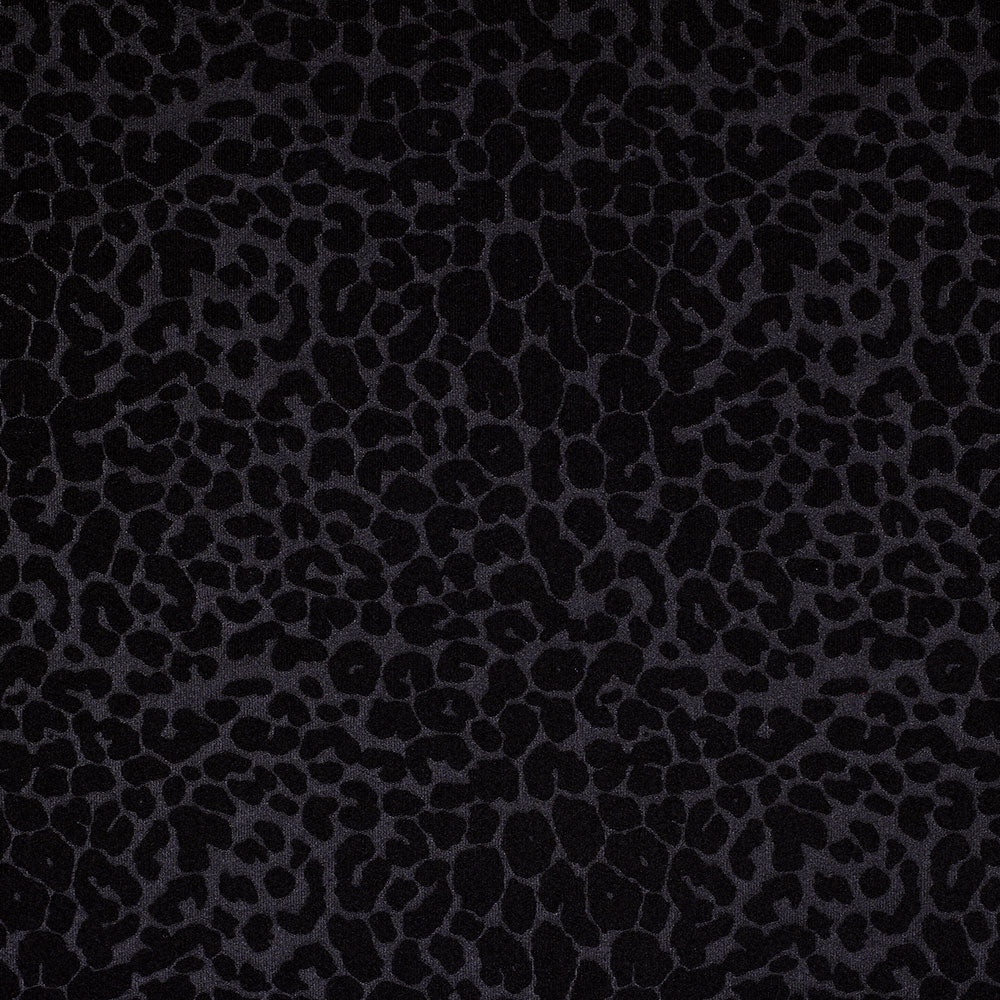 Embossed Leopard Interlock Polyester Spandex Fabric - Black Embossed Leopard, 58-60" Width, 240 GSM (1 Yard)