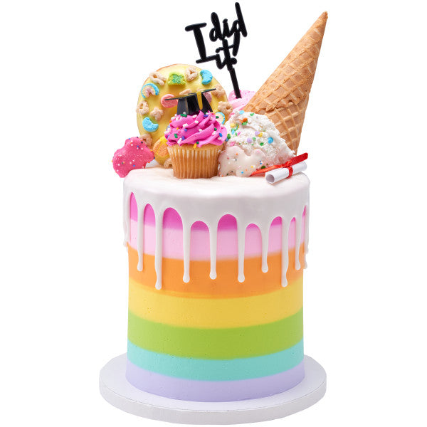 Graduation 3D Hat Cupcake Cake Pics - set of 12