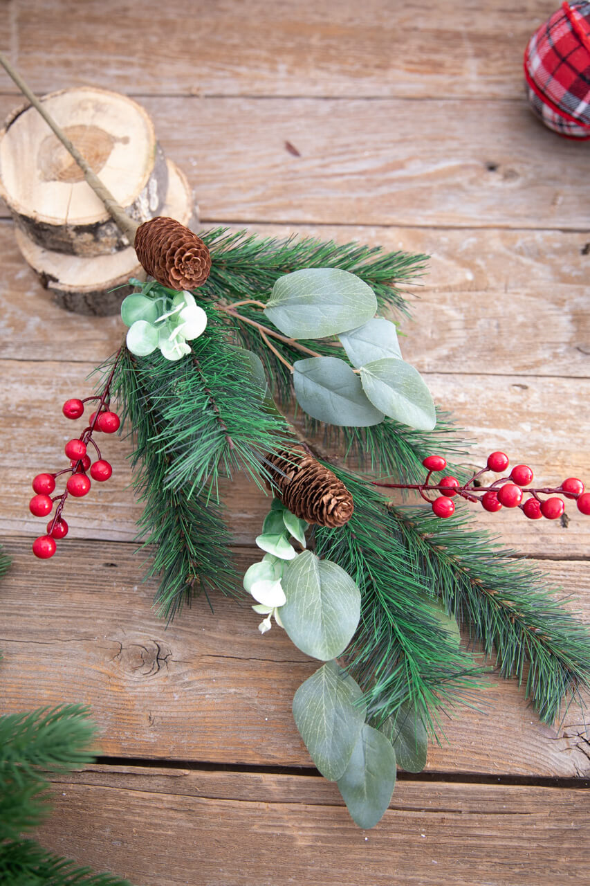 29” Mixed Pine Berry Pinecone Spray