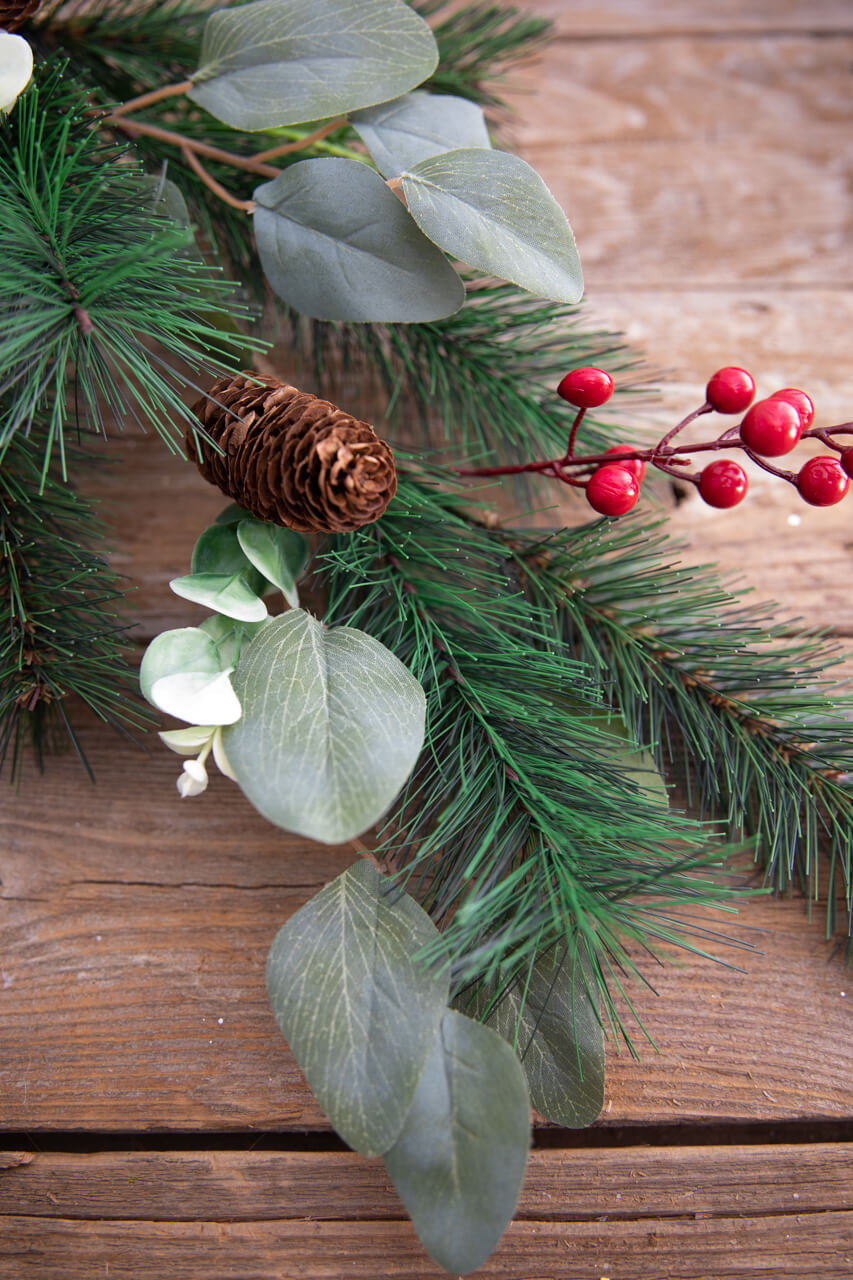 29” Mixed Pine Berry Pinecone Spray