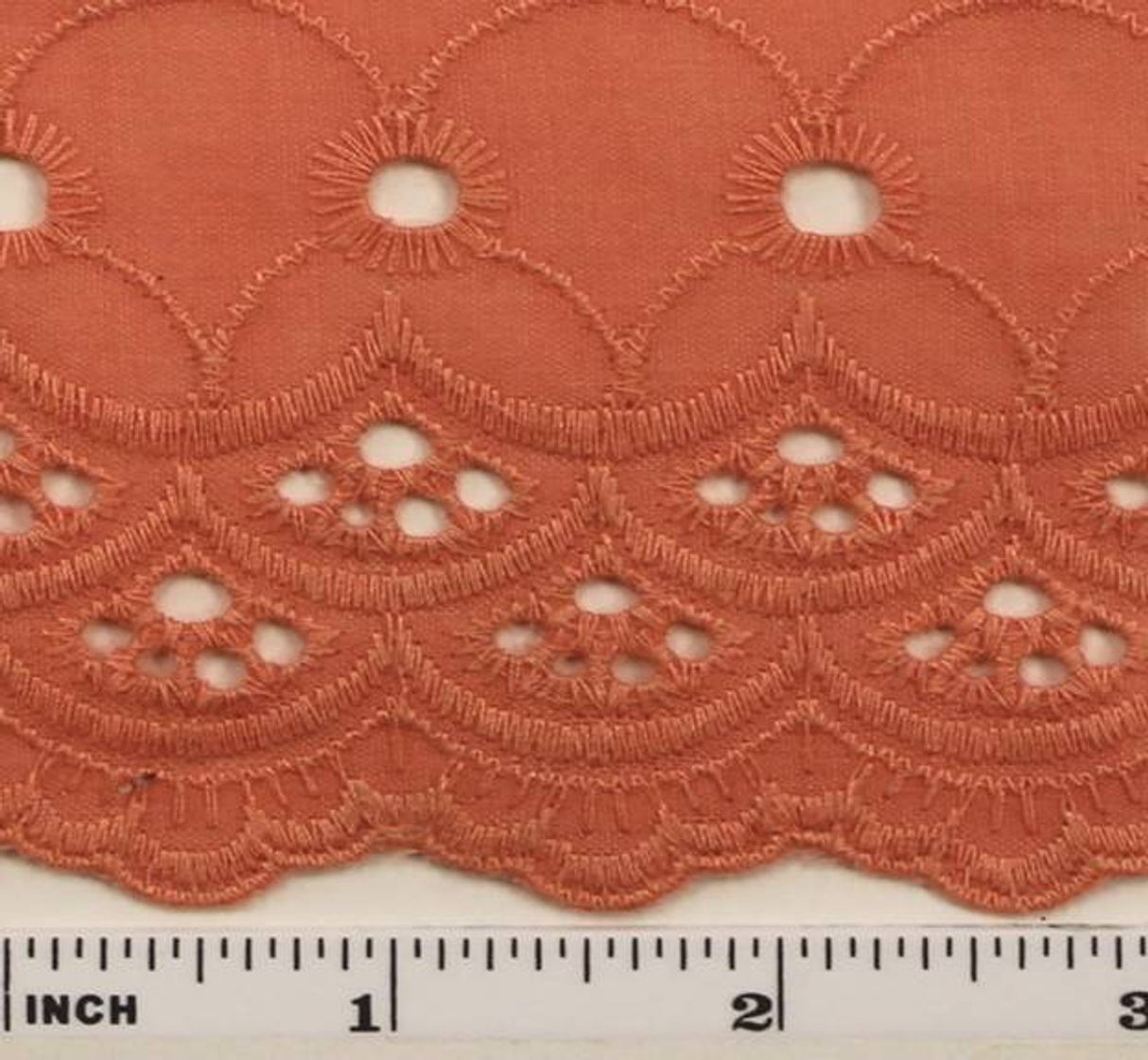 1 Yard Coral Eyelet Embroidery Fabric Cotton Polyester Lightweight 41/42 Inches Wide
