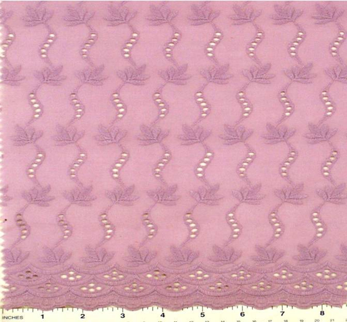 1 Yard Lightweight Lilac Eyelet Embroidery Fabric Cotton Polyester Blend 41/42 Inches Wide