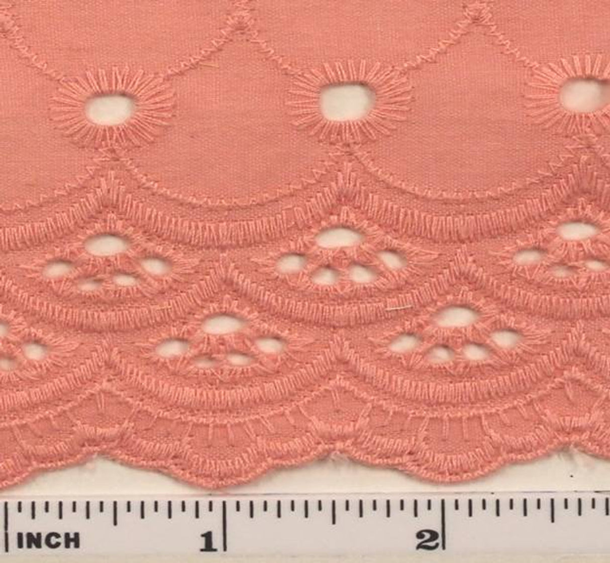 1 Yard Peach Eyelet Embroidery Fabric Lightweight Cotton Polyester Blend 41/42 Inches Wide