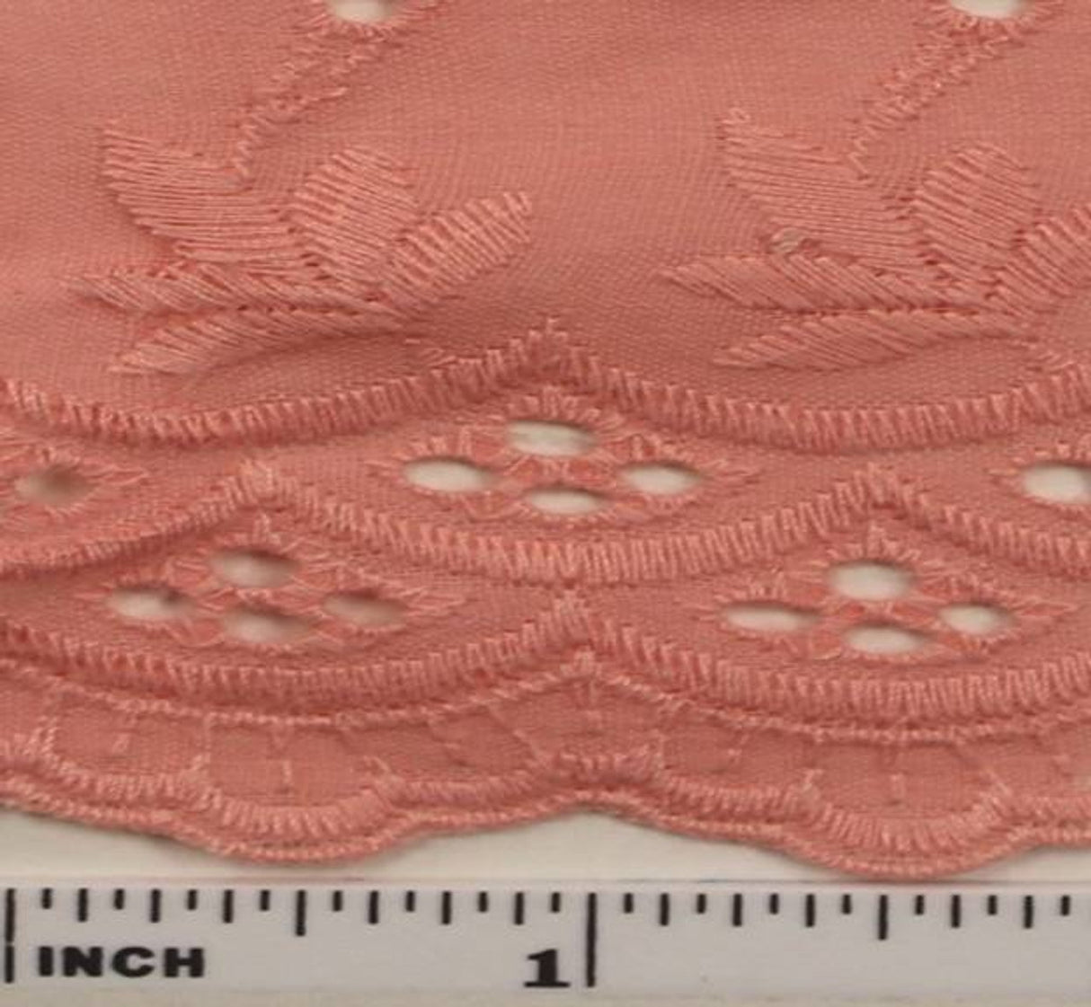 1 Yard Lightweight Peach Eyelet Embroidery Fabric Cotton Polyester Blend 41/42 Inches Wide