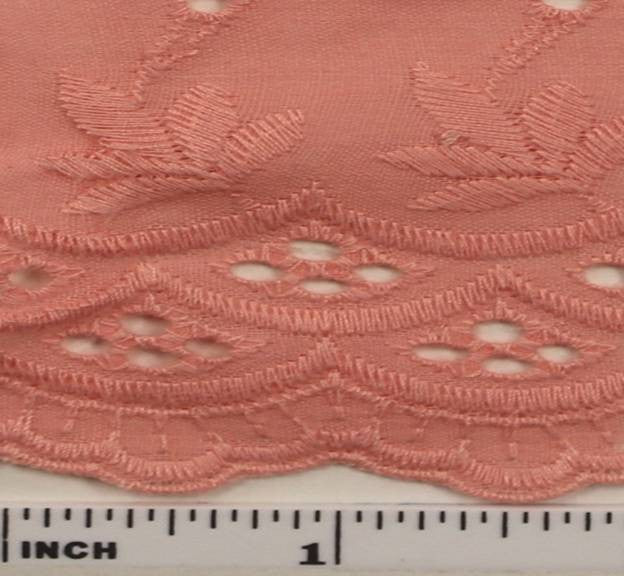 Eyelet Embroidery Peach 5K006 Cotton Polyester Fabric - Peach Eyelet Embroidery, 41/42" Width (1 Yard)