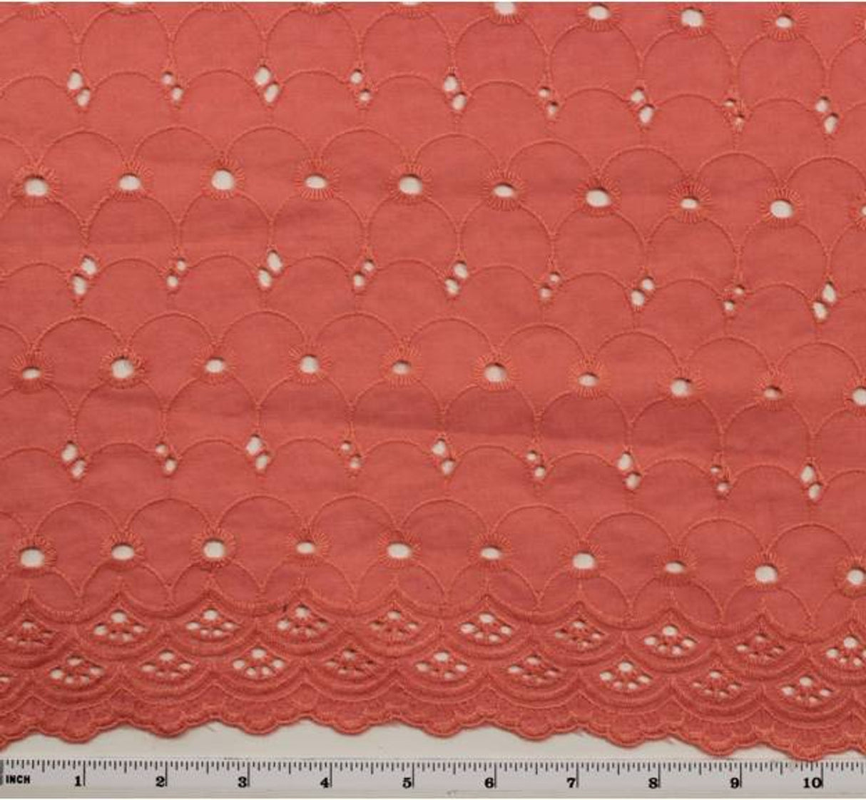 1 Yard Pink Eyelet Embroidery Fabric Lightweight Cotton Polyester Blend 41/42 Inches Wide