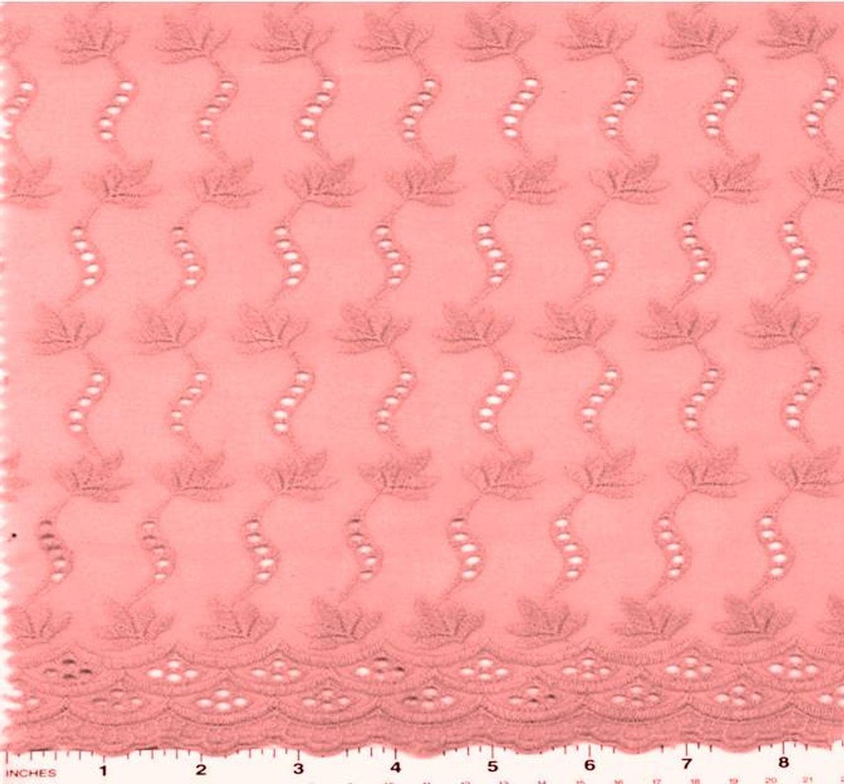 1 Yard Soft Pink Eyelet Embroidery Fabric Cotton Polyester Blend 41/42 Inches Wide