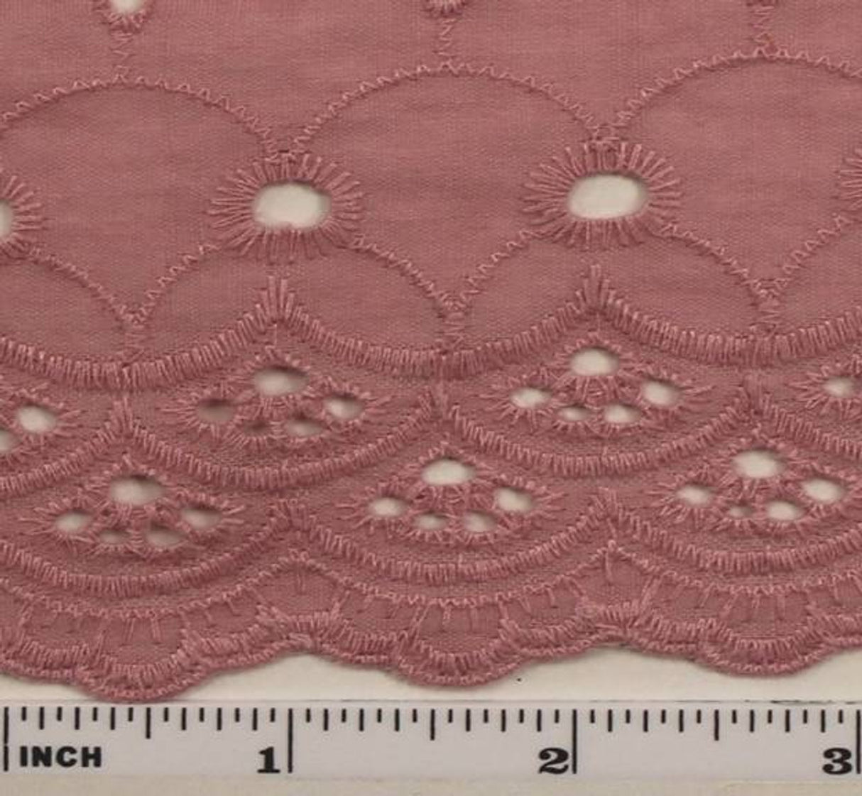 1 Yard Rose Eyelet Embroidery Fabric Lightweight Cotton Polyester Blend 41/42 Inches Wide
