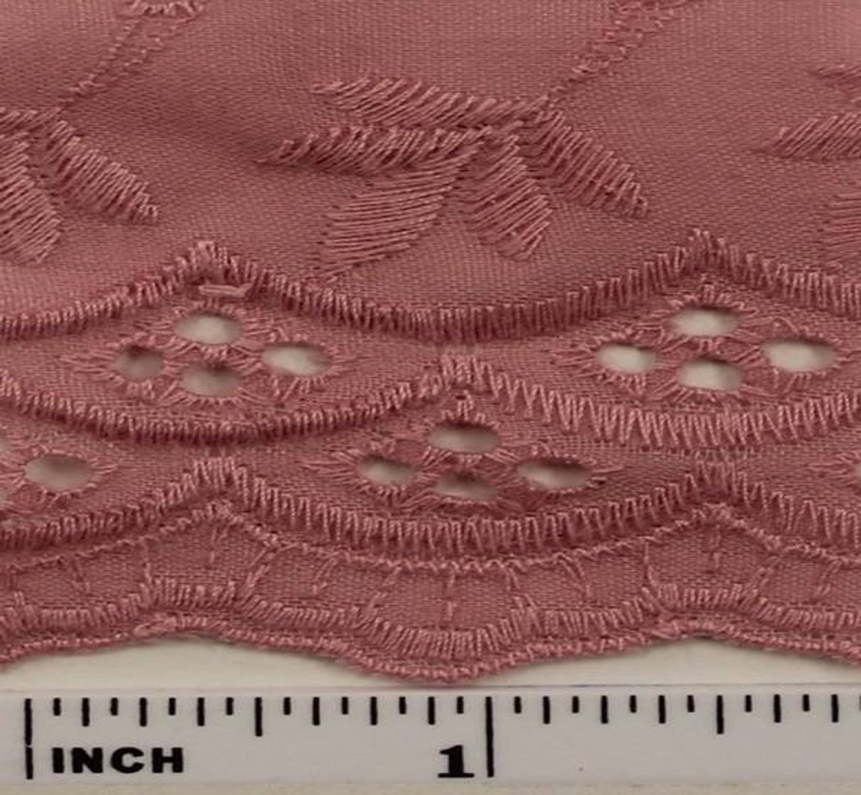 1 Yard Soft Rose Eyelet Embroidery Fabric Lightweight Cotton Polyester Blend 41/42 Inches Wide