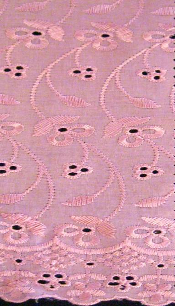 1 Yard Lightweight Rose Eyelet Embroidery Cotton Polyester Blend Fabric 41/42 Inches Wide