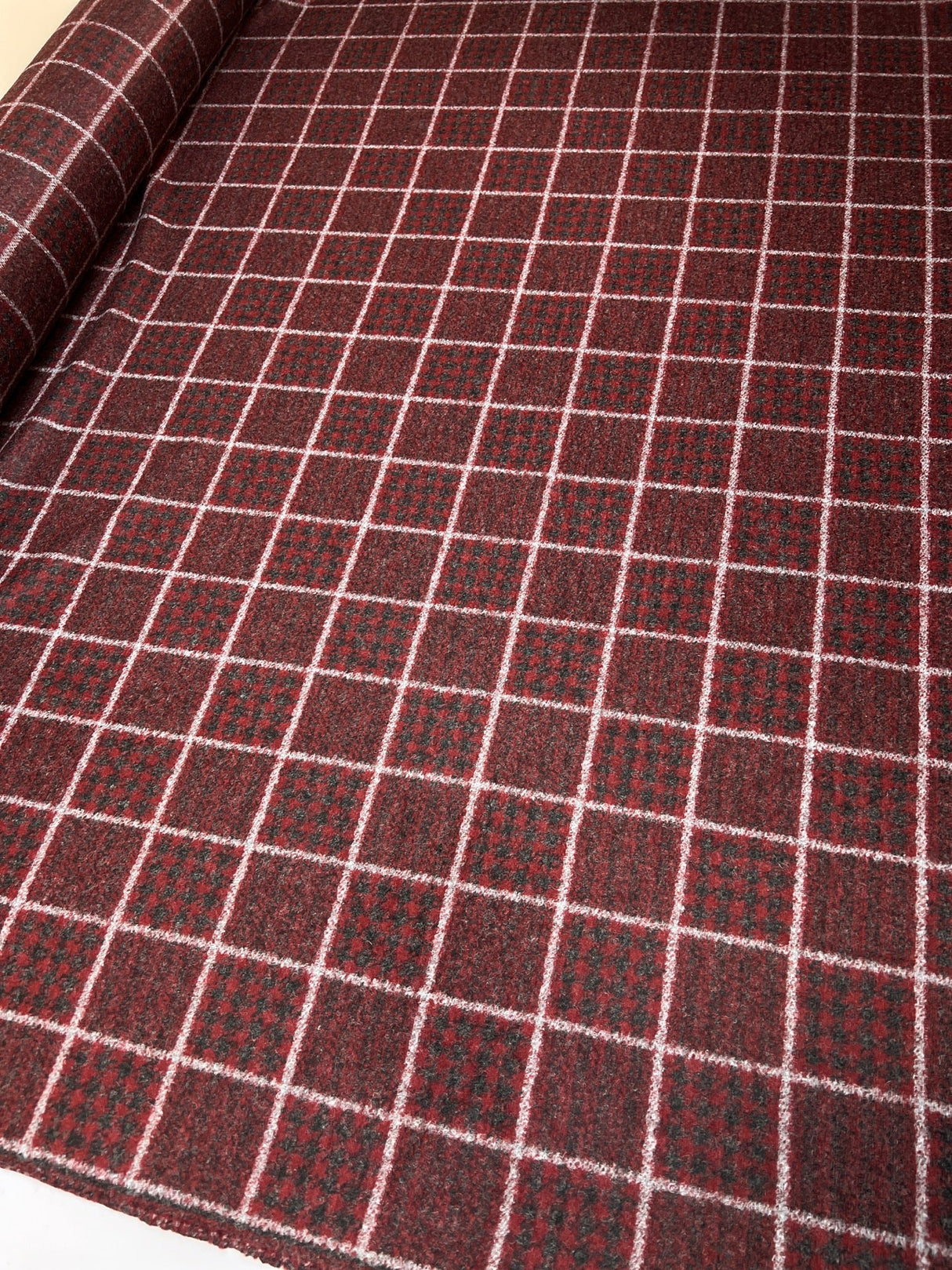 Wool Knitted Checked Fabric