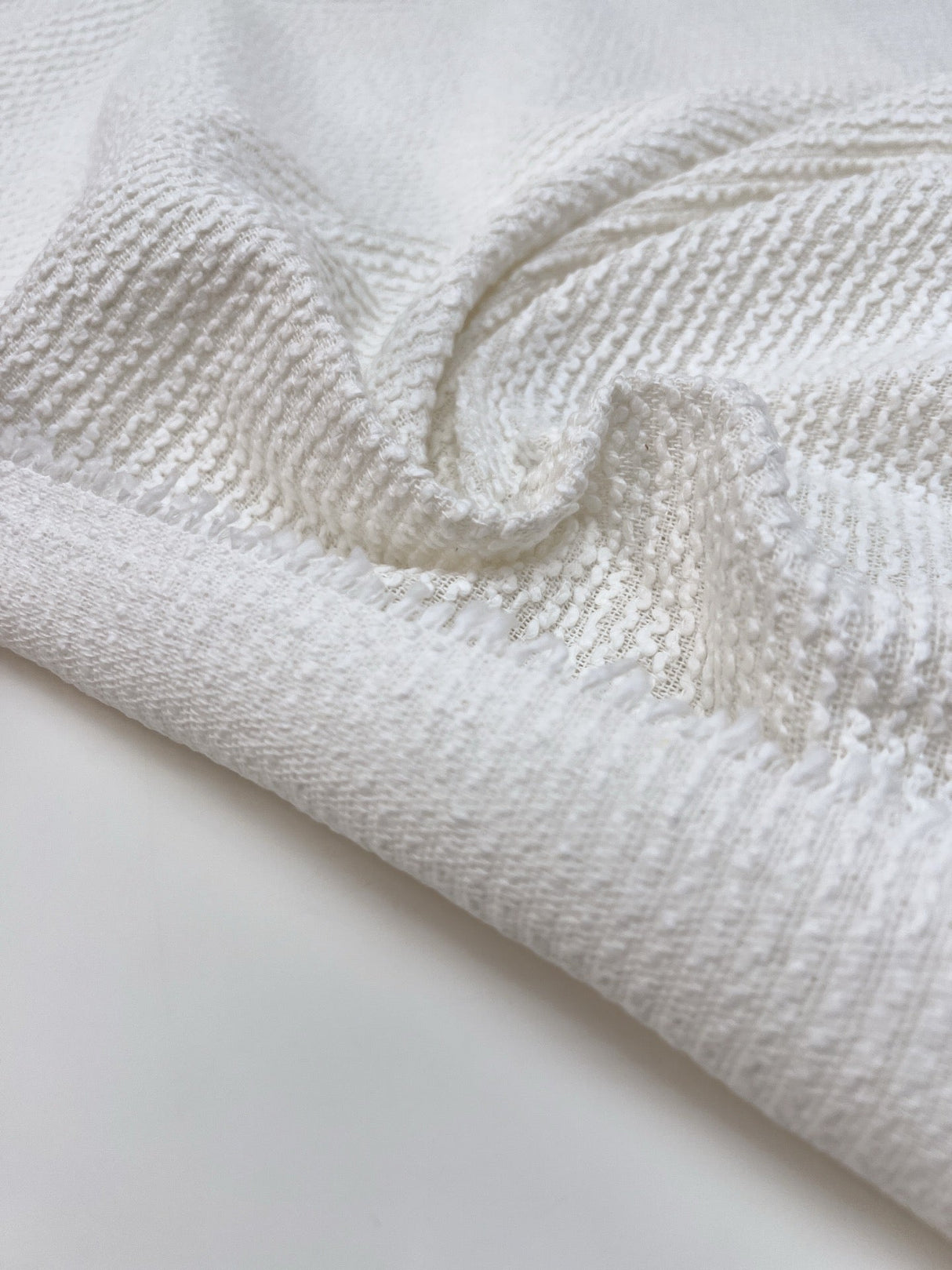 Cotton Linen Ribbed Fabric White