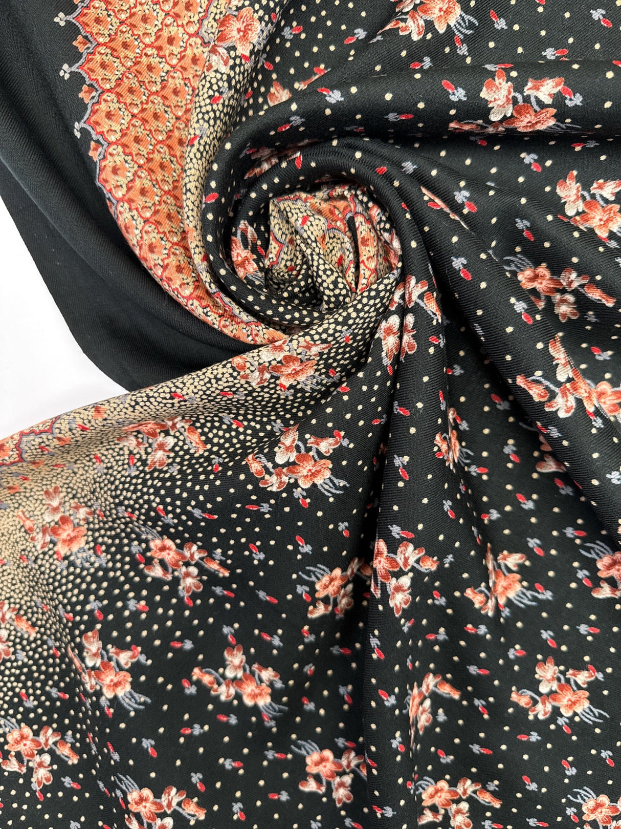 Printed Floral Wool Blend Twill