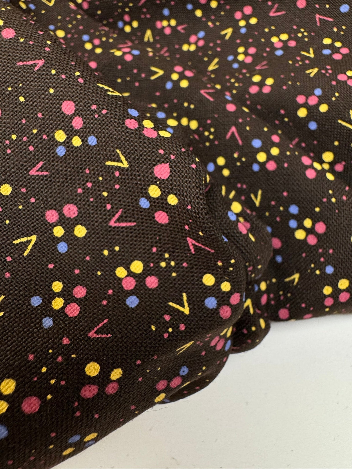 Printed Wool Fabric Brown Geometric