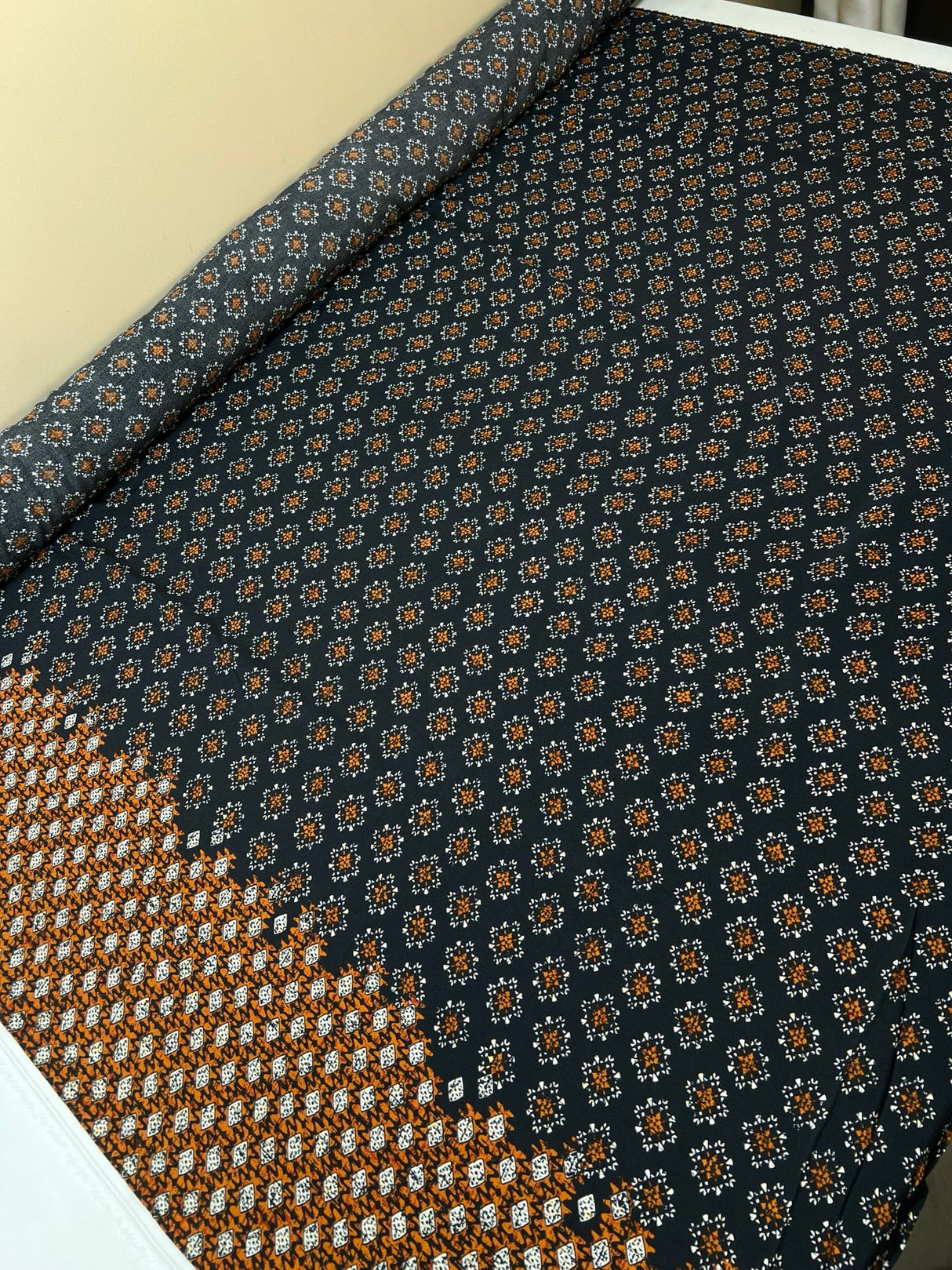 Printed Polyester Twill Brown Black