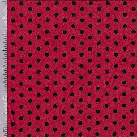 Printed Spandex Red Black Polka Dot Swimwear Fabric