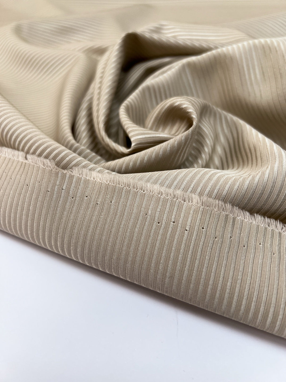 Wool Jacquard Fabric Beige Striped