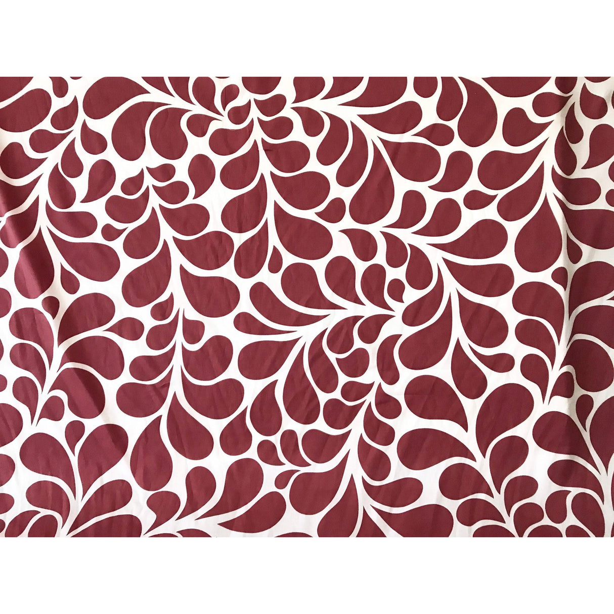 African Print Stretch Cotton Satin Fabric - Rusty Red, White Mimi, 58" Width (1 Yard)