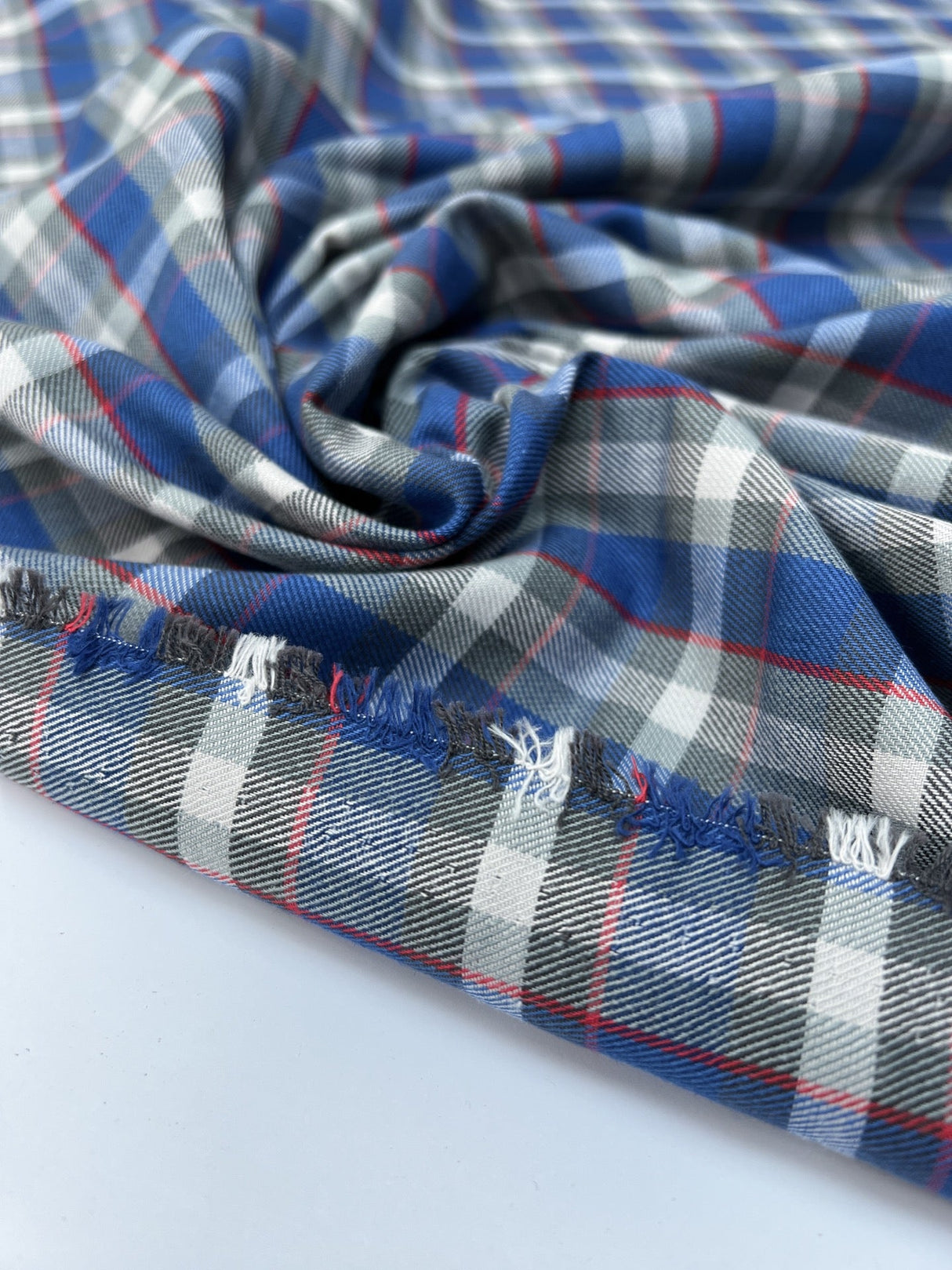 Cotton Tweed Gray-Blue Checked