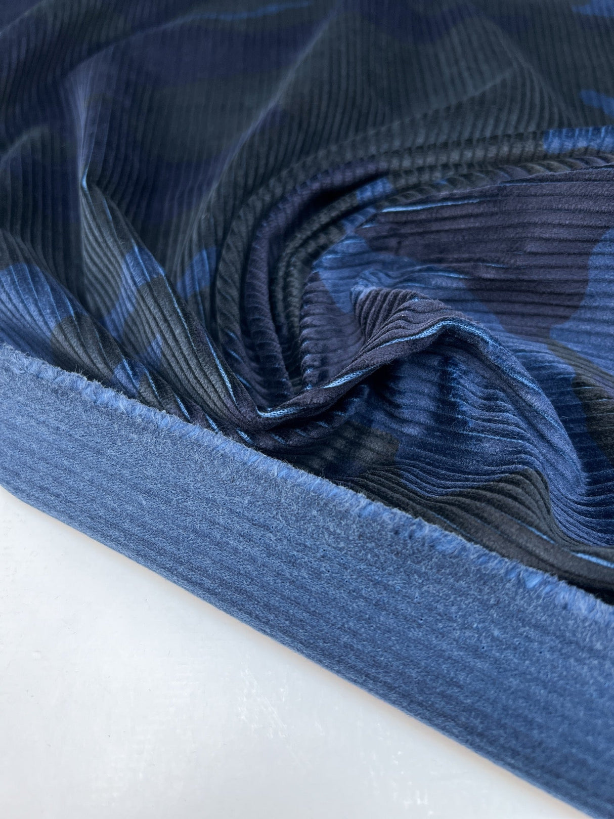 Cotton Corduroy Printed Blue Black