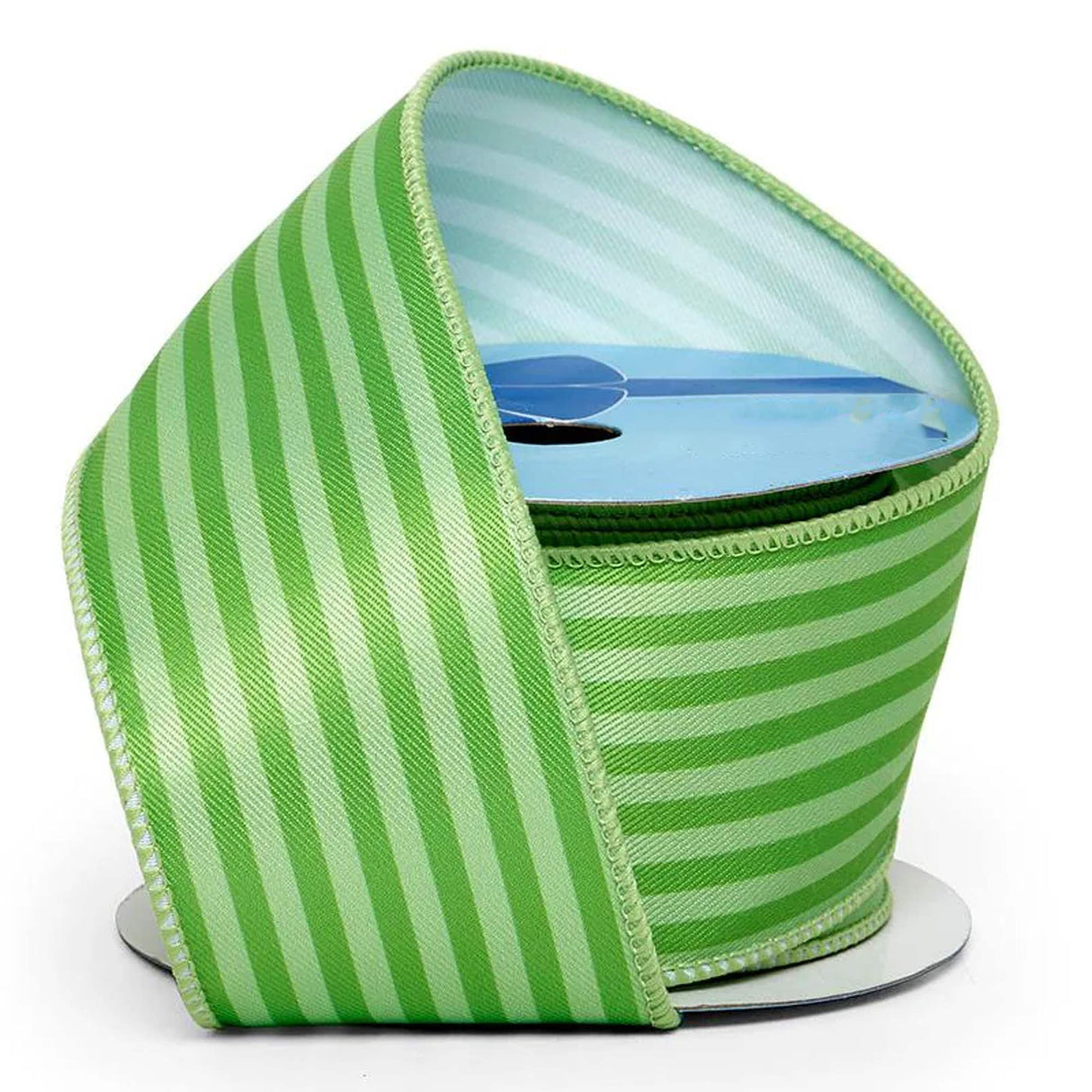 Bright Pinstripes On Wired Ribbon 2 1/2 '' X 10 yd Apple Green Color 1 / roll
