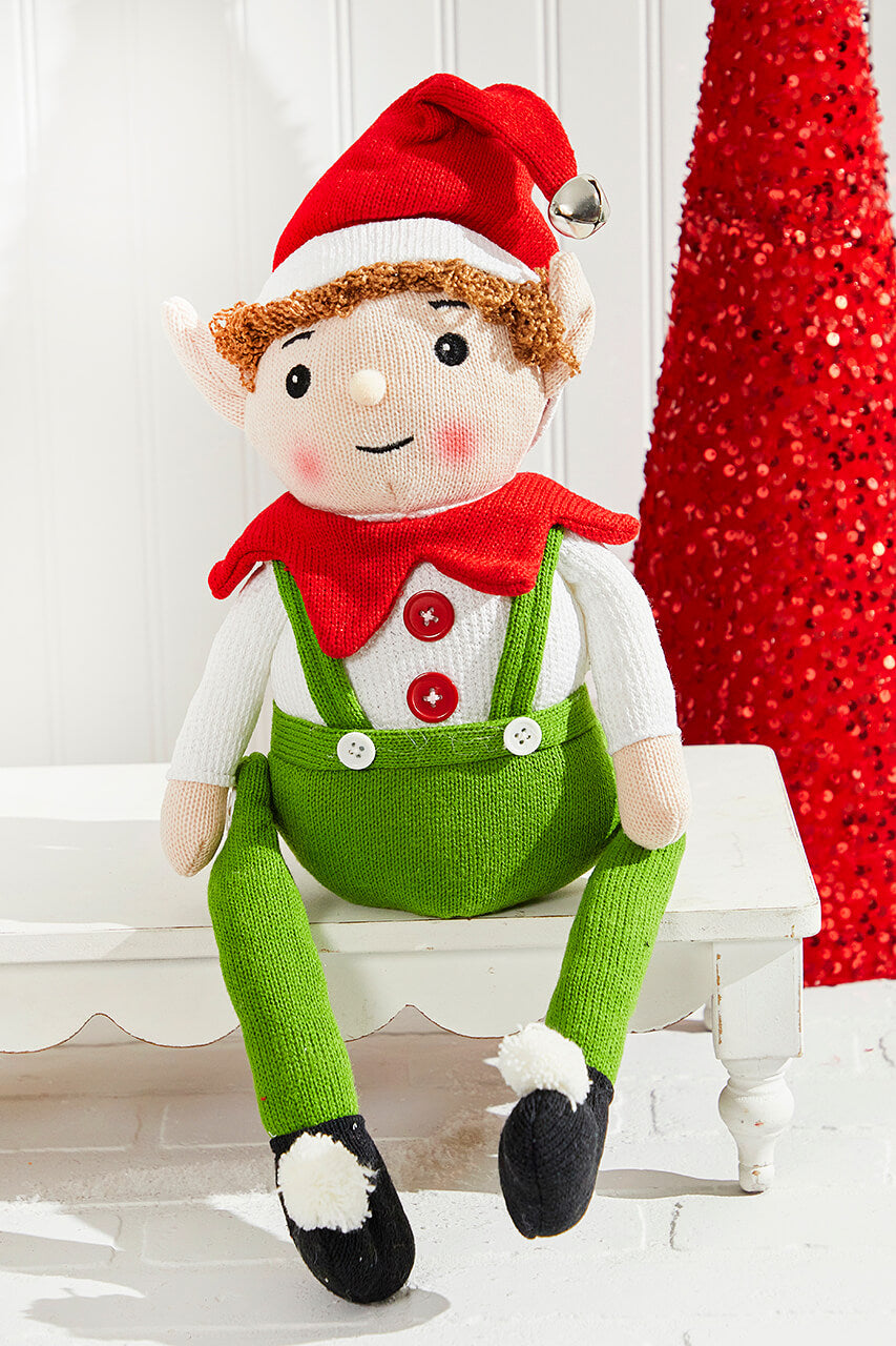 20" Fabric Alpine Sitting Santa Elf