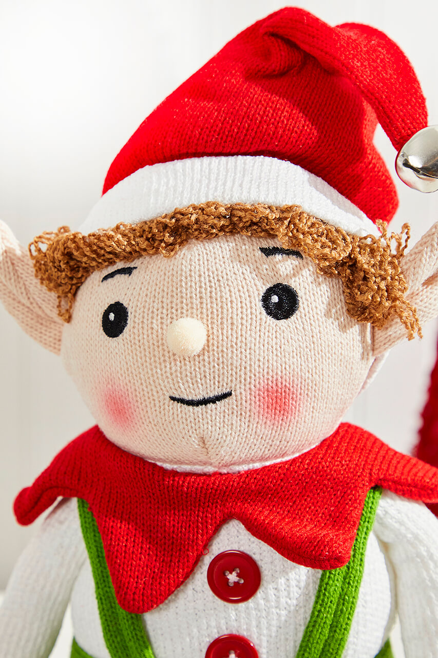 20" Fabric Alpine Sitting Santa Elf