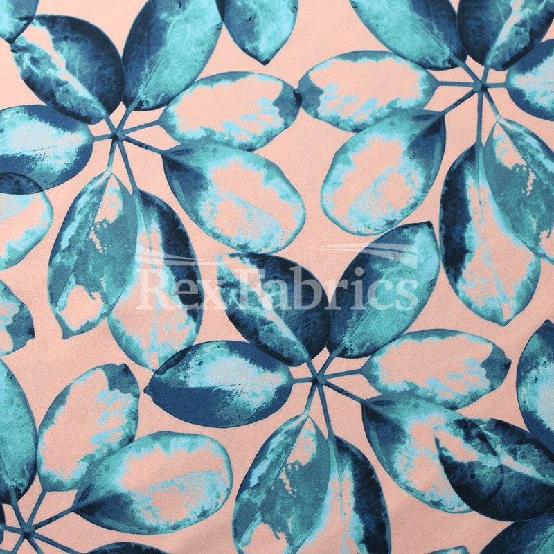 Fan Leaf Nylon Spandex Fabric - Leaf Pattern, 58/60" Width, 210 GSM (1 Yard)