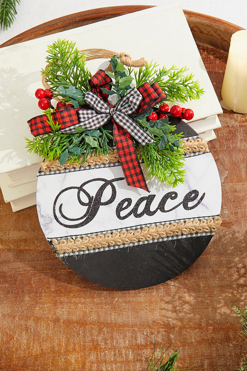 8.5" Wood Holiday Ornament With Bow