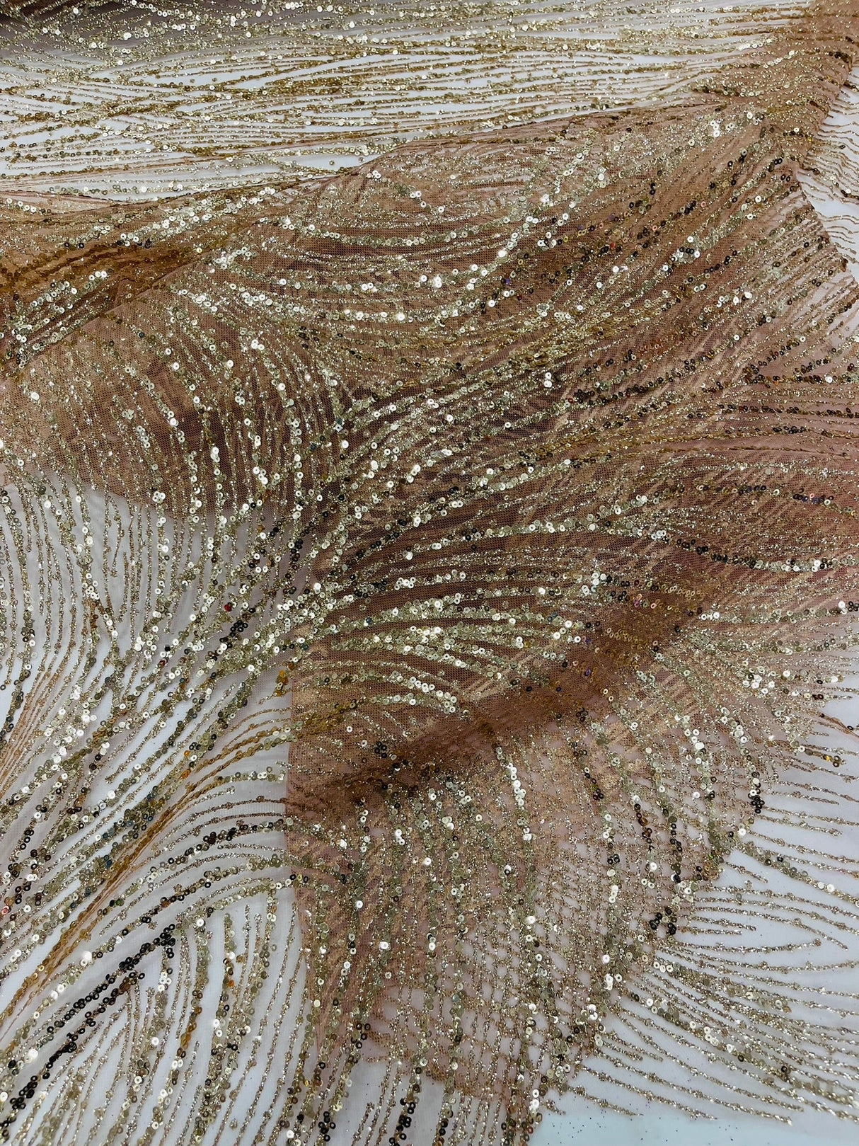 Fashion Glitter Design On A Mesh Lace Polyester Fabric - Glitter Mesh Lace, 54" Width, 36" Length (1 Yard)