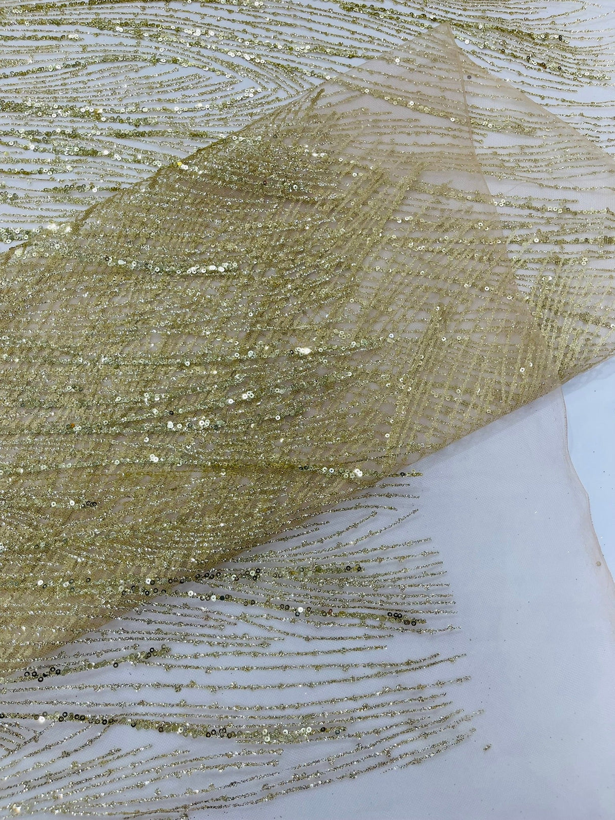 Fashion Glitter Design On A Mesh Lace Polyester Fabric - Glitter Mesh Lace, 54" Width, 36" Length (1 Yard)